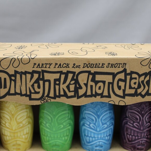 Vintage Tiki Mug Set - Dinky Tiki Shot Glasses by TikiFarm - Ceramic 4 Pack - Picture 3 of 7
